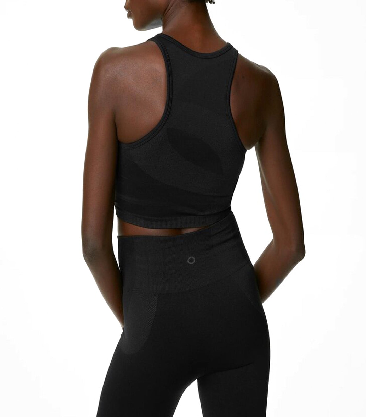 Scoop Neck Seamless Fitted Crop Top Black