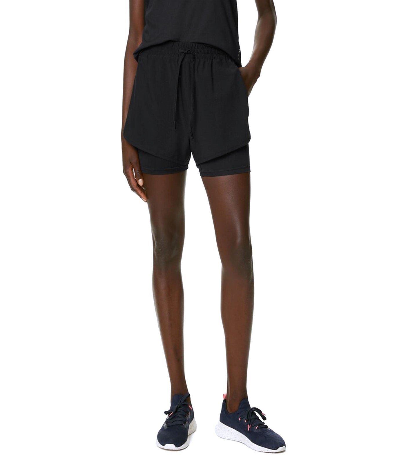 Woven Layered Gym Shorts Black