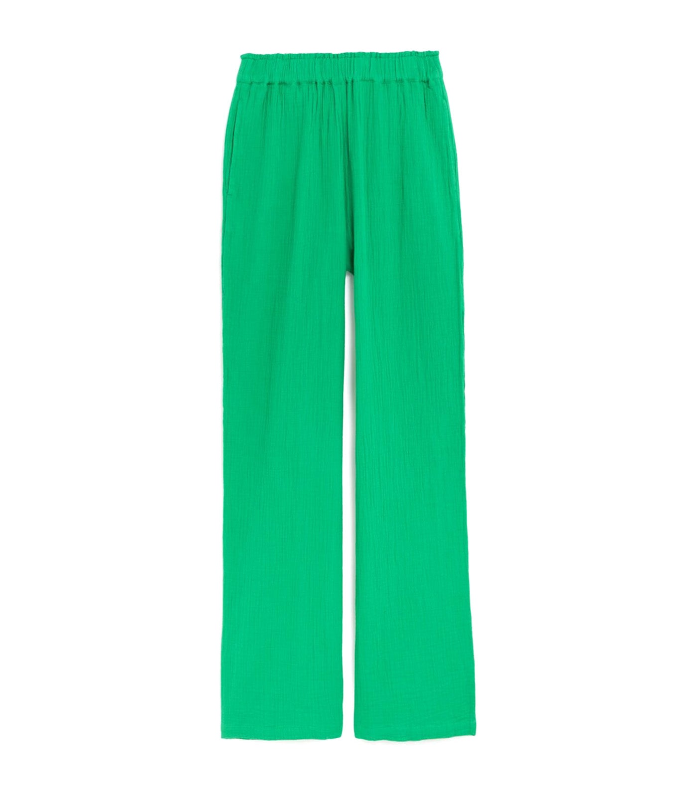 Pure Cotton Wide Leg Trousers Bright Green