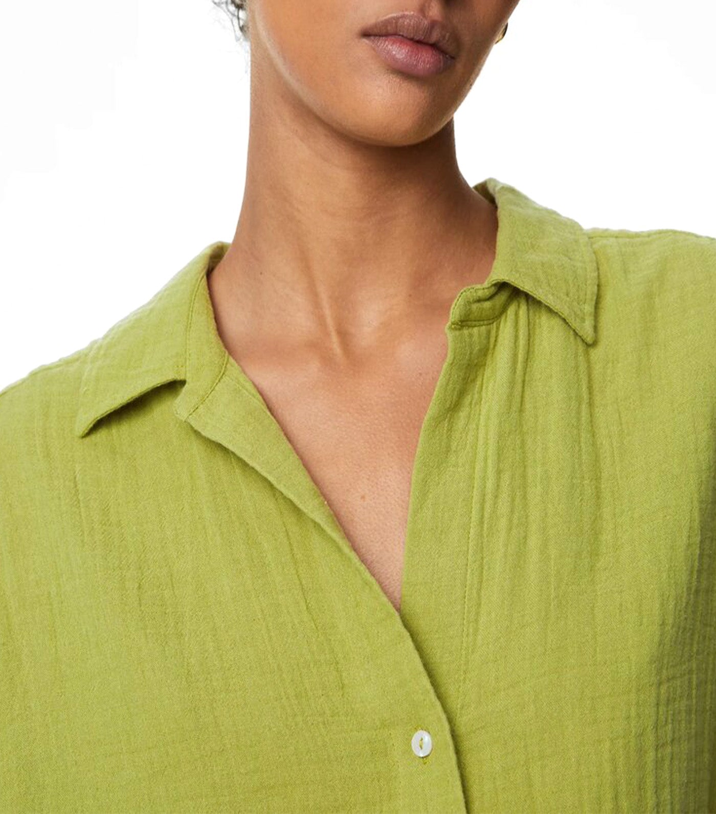 Pure Cotton Textured Beach Shirt Medium Green