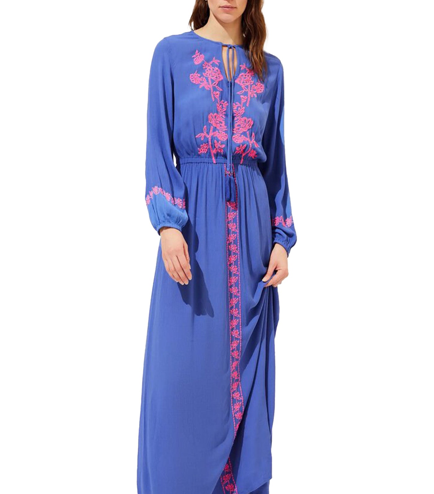 Embroidered V-Neck Maxi Beach Dress Lupin