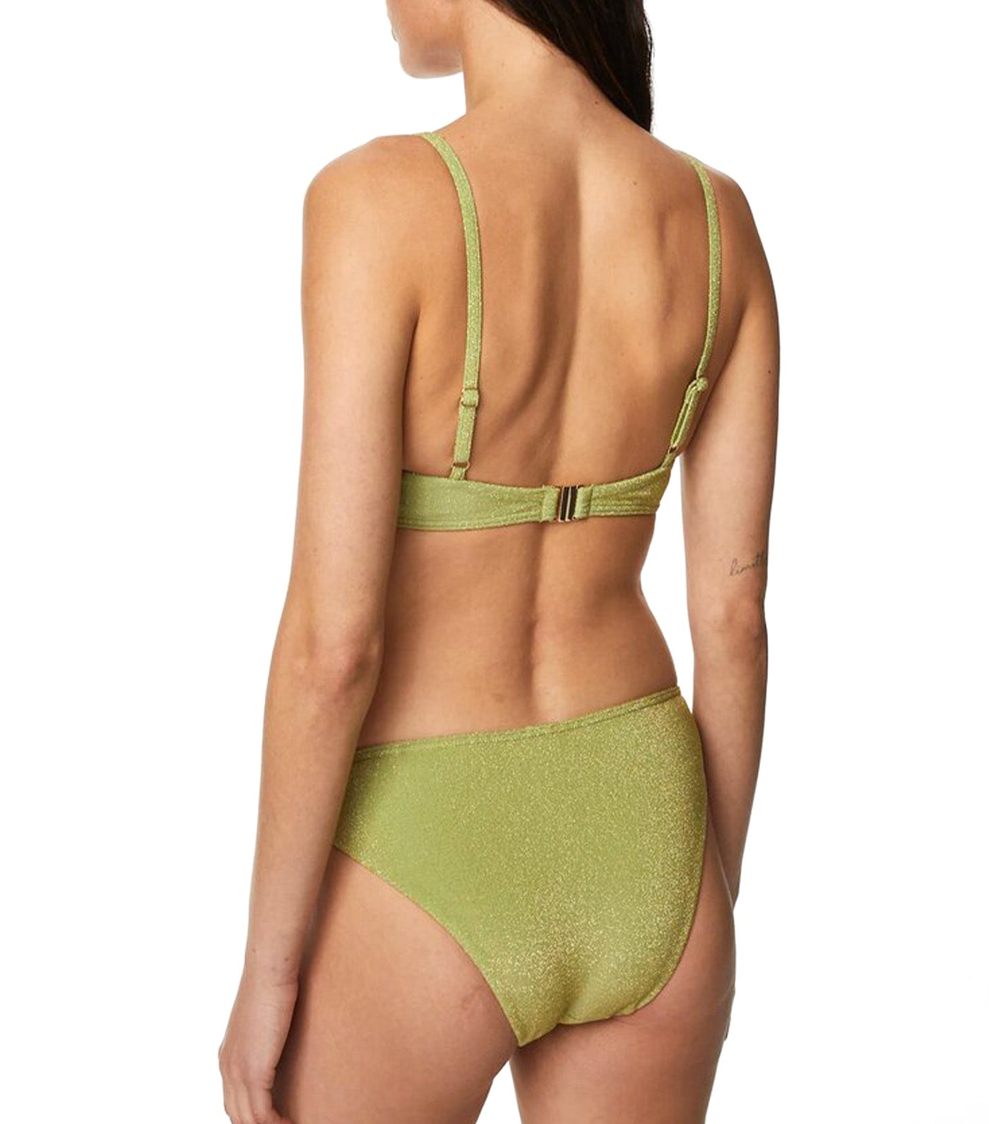 Padded Sparkle V-Neck Bikini Top Medium Green