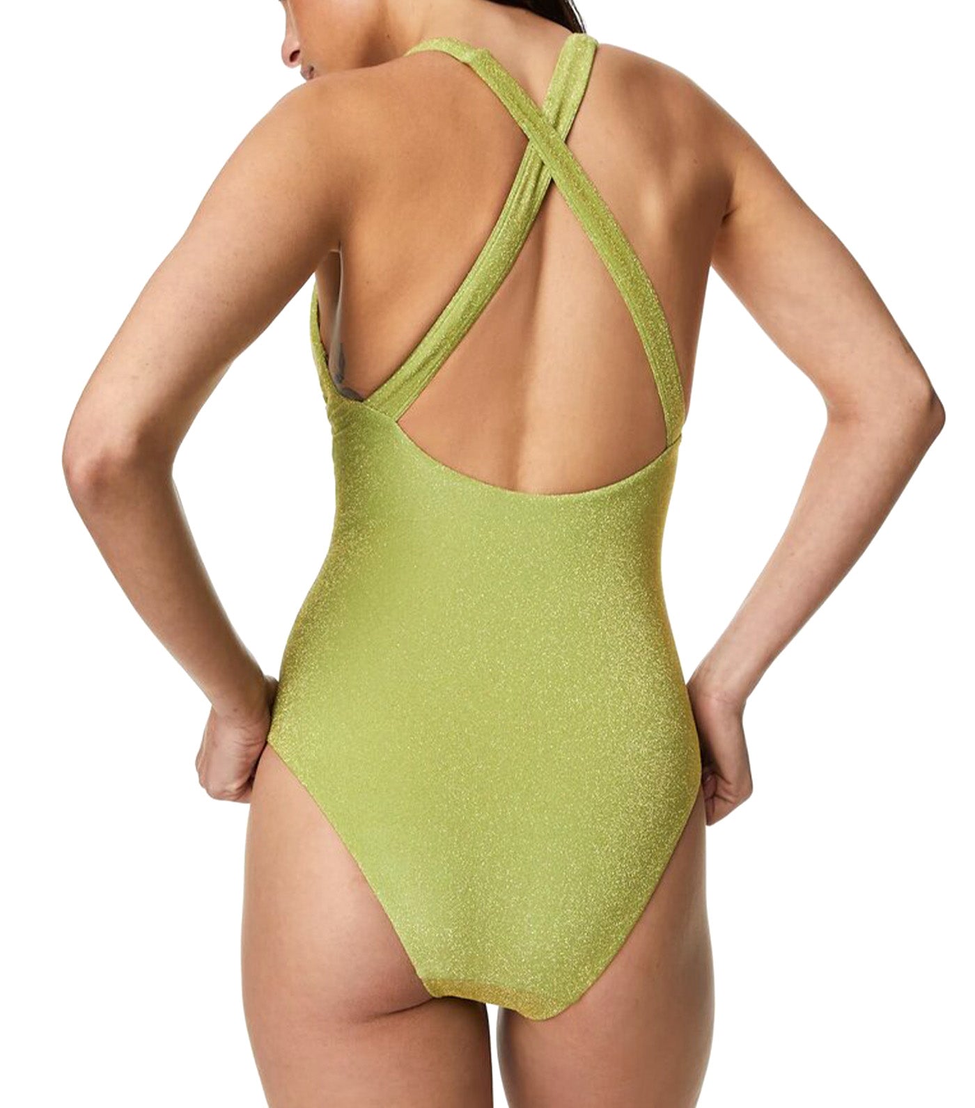 Sparkle Plunge Swimsuit Medium Green