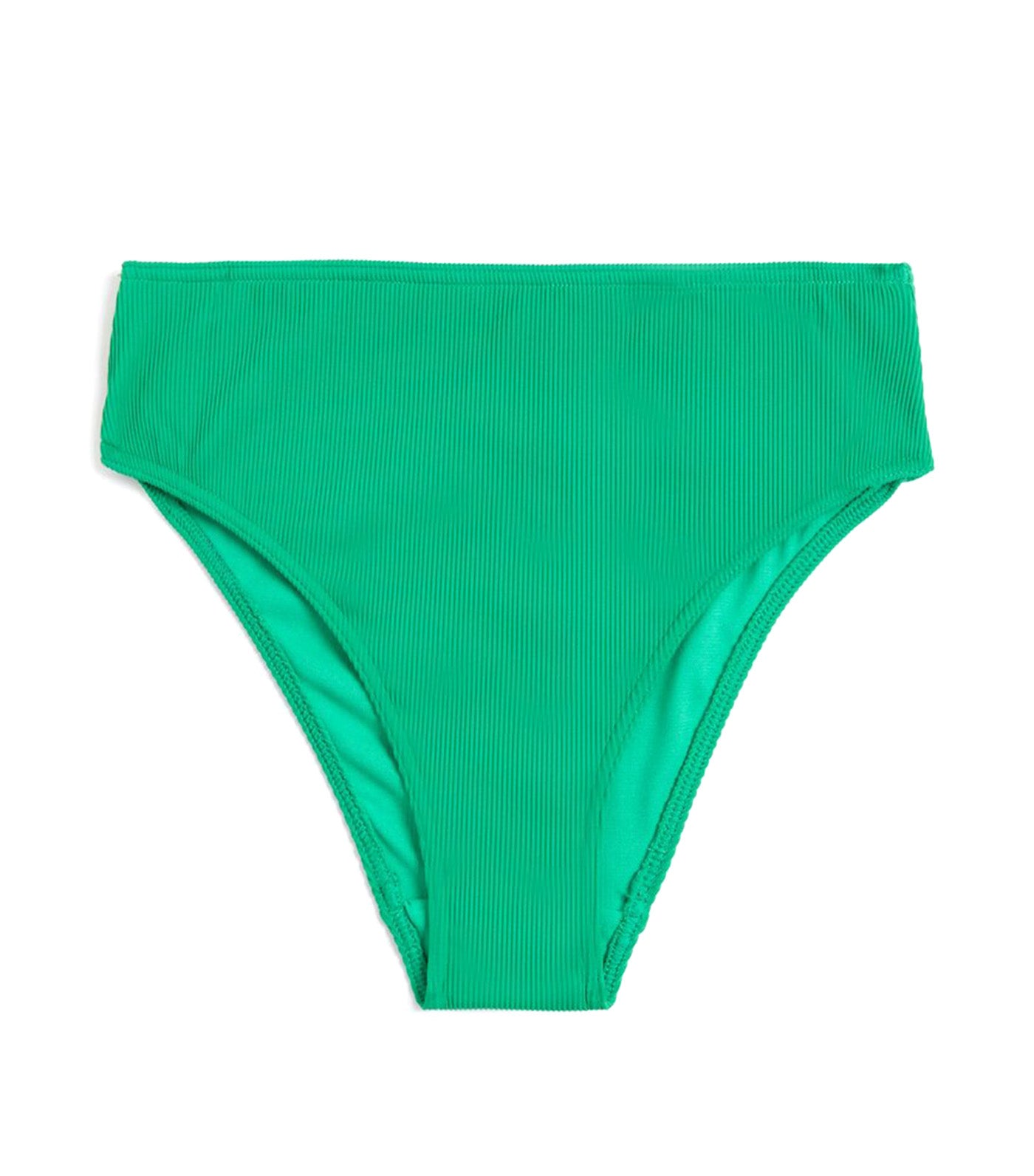 Ribbed High Waisted High Leg Bikini Bottoms Bright Green