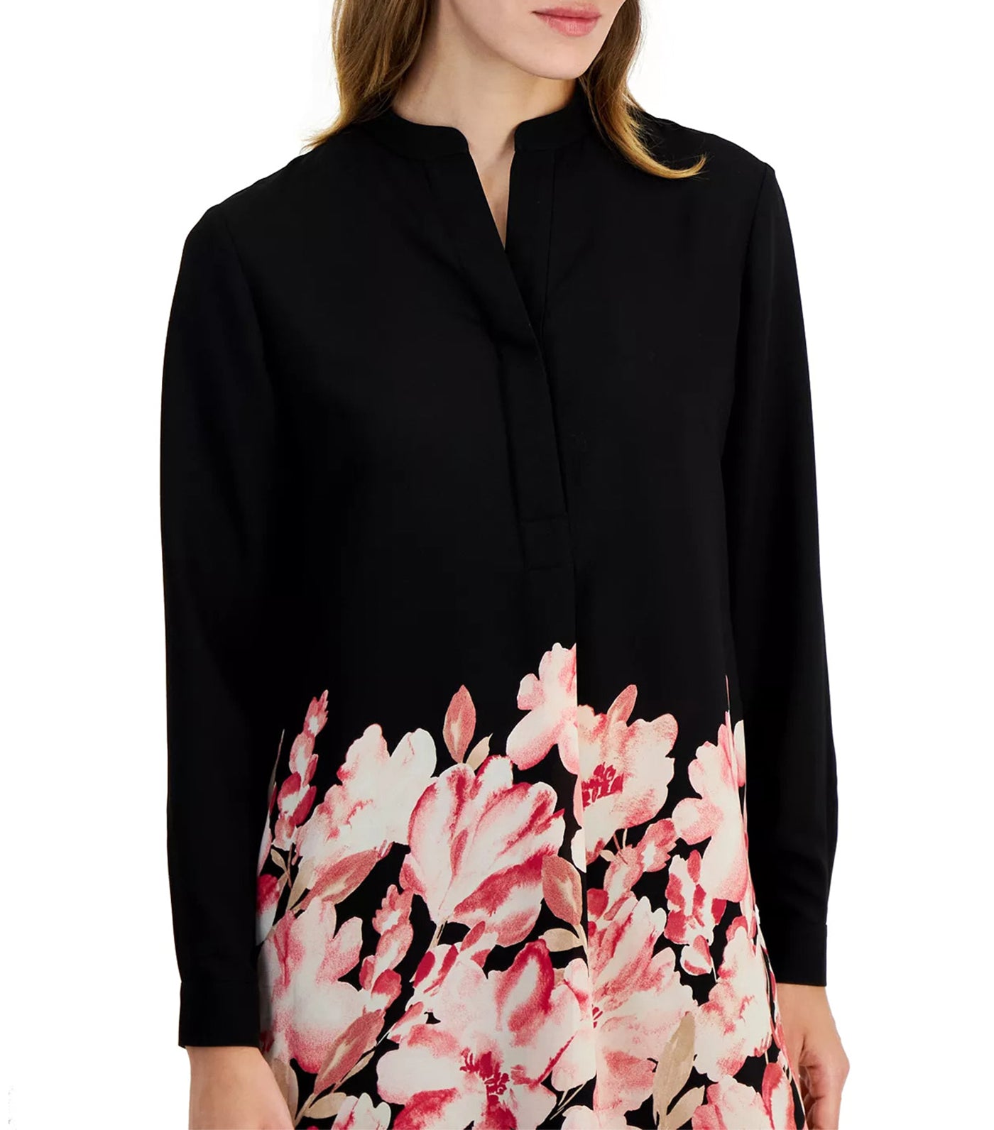 Floral Hem Popover Tunic Blouse Anne Black/Camellia Multi