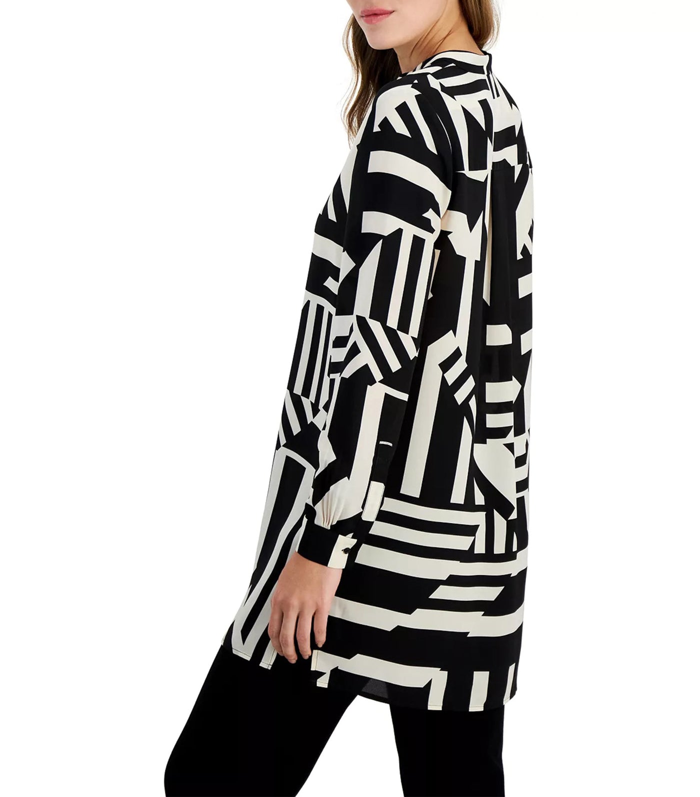 Abstract Print Popover Tunic Blouse Anne Black/Anne White
