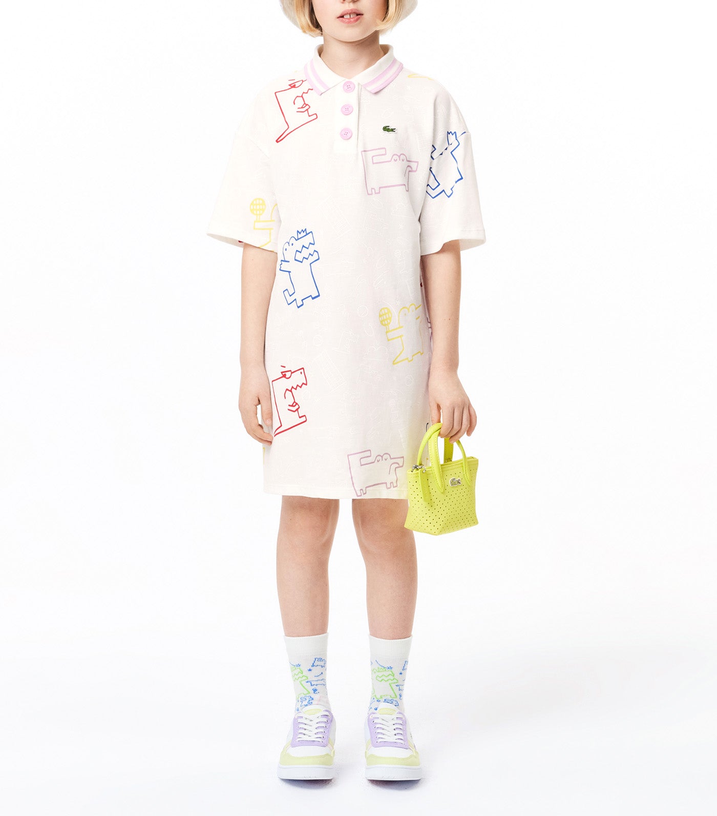 Croc Print Cotton Piqué Dress Flour/Multicolor