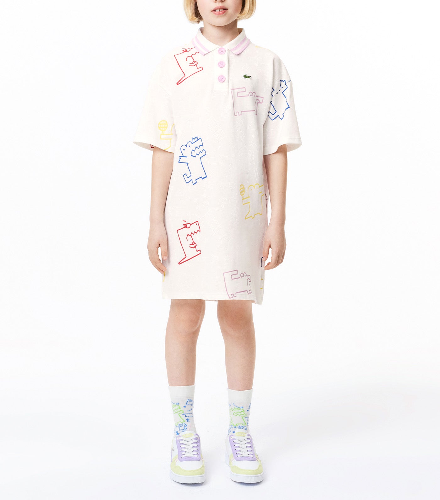 Croc Print Cotton Piqué Dress Flour/Multicolor