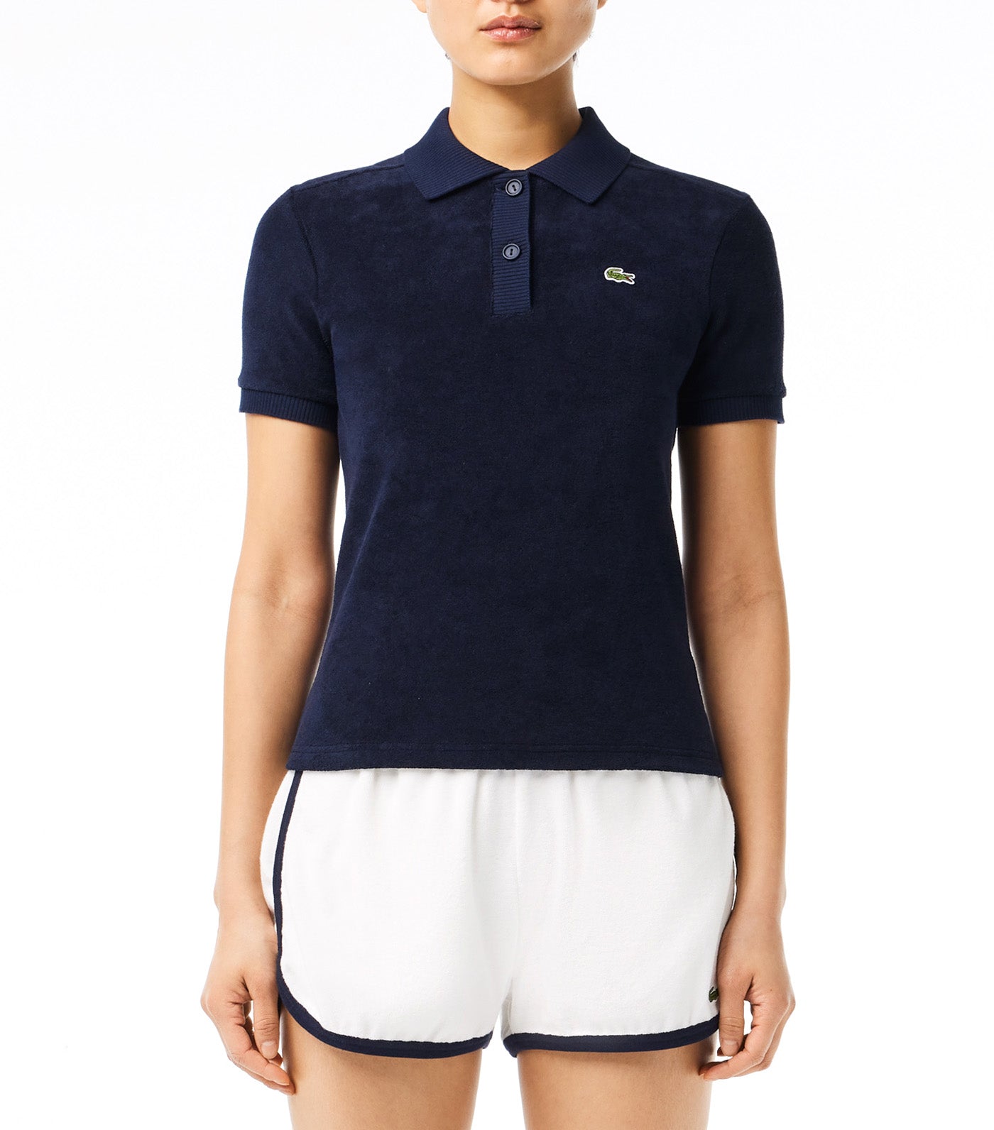 Slim Fit Terry Knit Polo Shirt Navy Blue