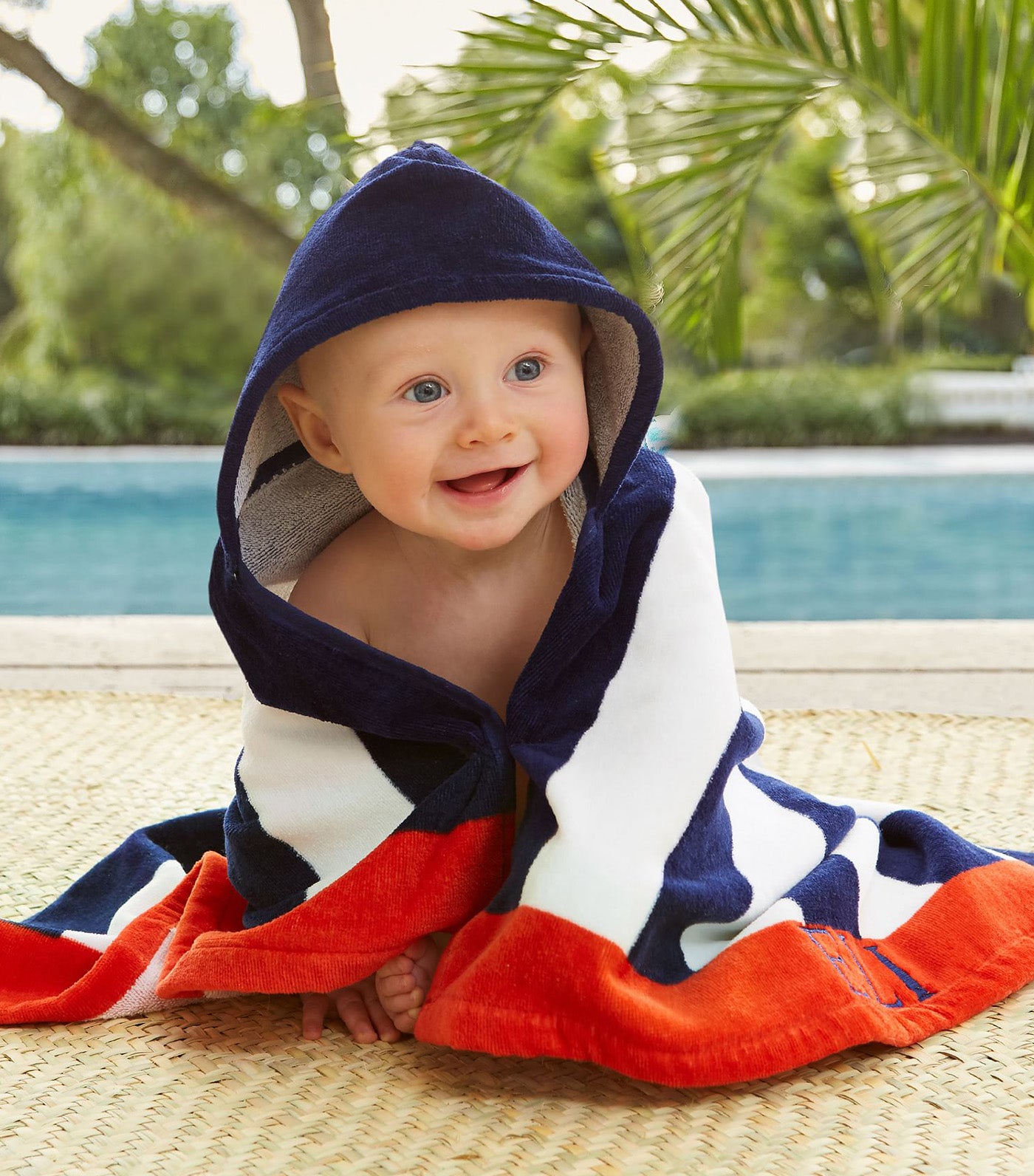 Shark Stripe Beach Hooded Towel, Baby