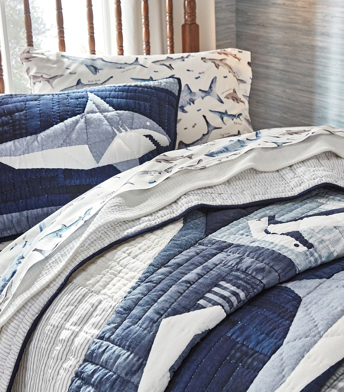 Patchwork Heritage Shark Quilt and Shams
