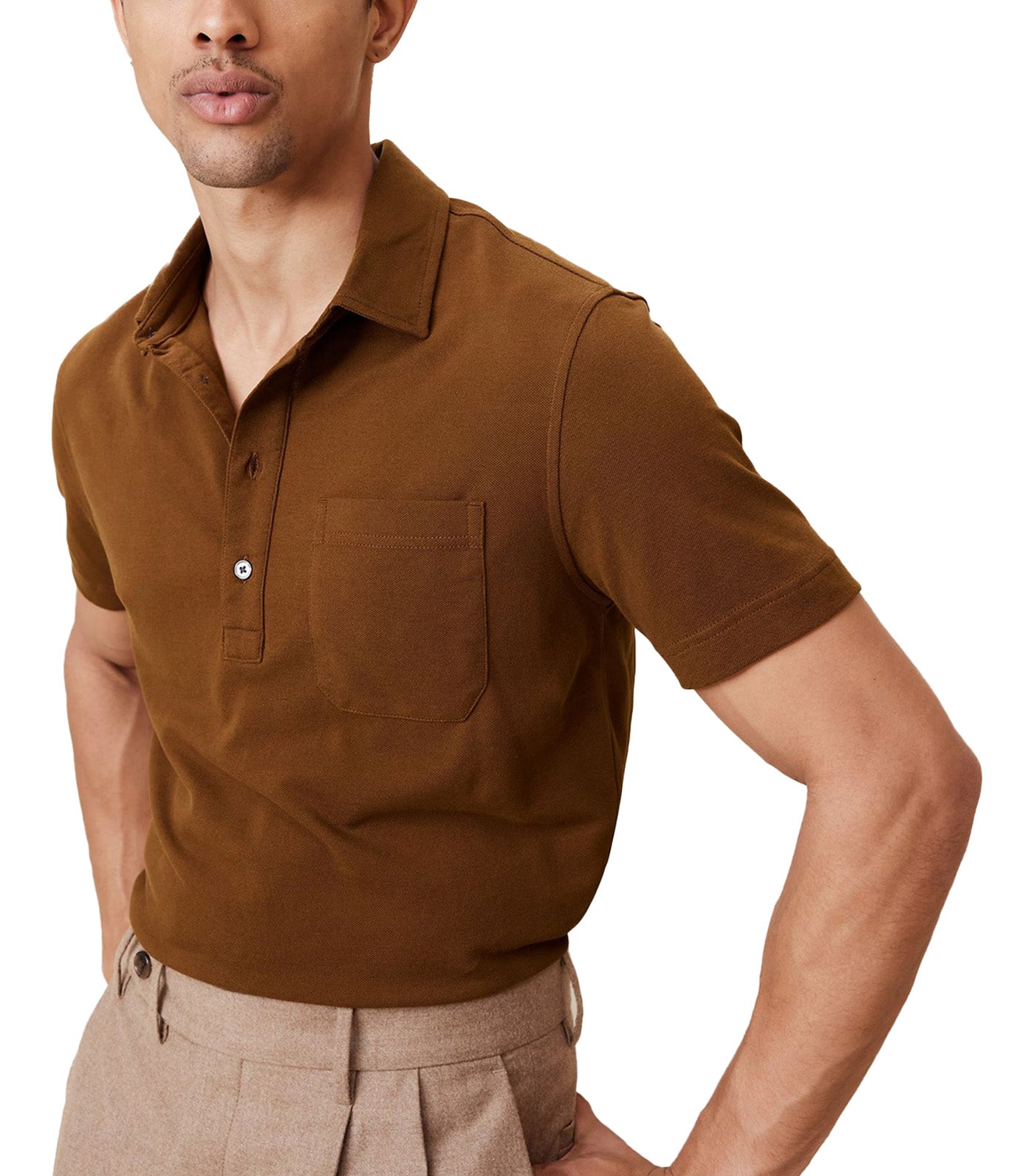 Luxury-Touch Pique Polo Brown