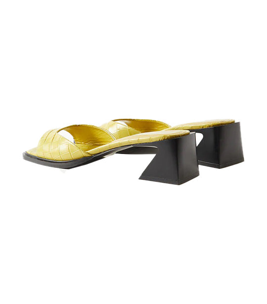 Annie Sandals Leather Emboss Croc Yellow