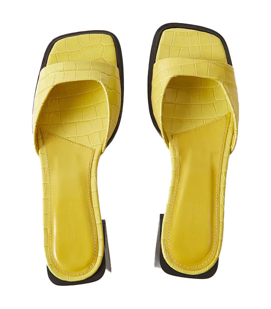 Annie Sandals Leather Emboss Croc Yellow