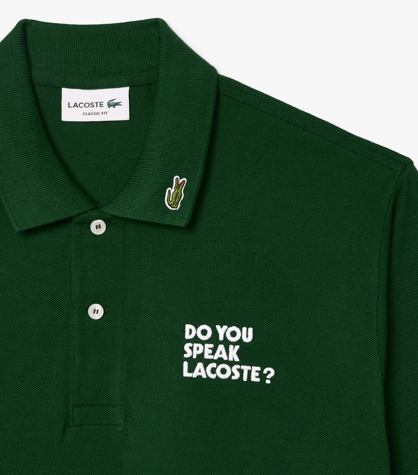 Original L.12.12 Embroidered Slogan Polo Shirt Green