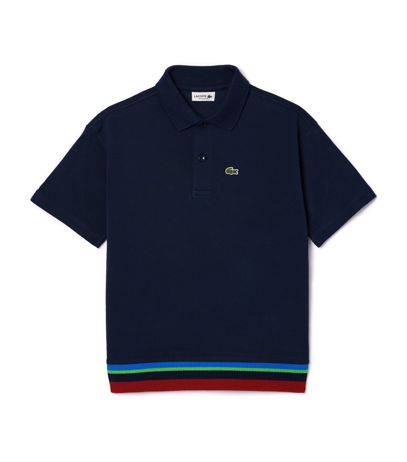Contrast Stripe Piqué Polo Shirt Navy Blue