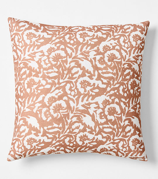 Batik Floral Pillow Cover Terracotta 20x20 inches