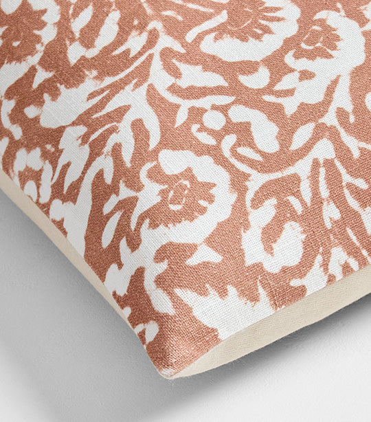 Batik Floral Pillow Cover Terracotta 20x20 Inches