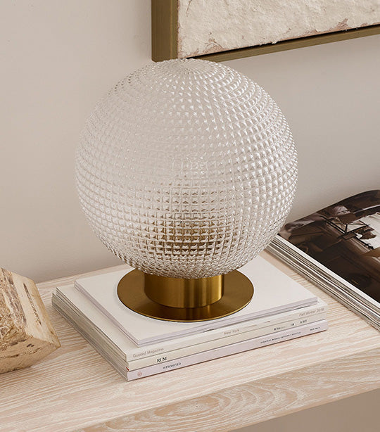 Edie Prismatic Table Lamp Antique Brass Lamp 14in