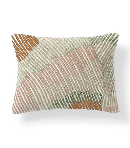 Embroidered Wavy Lines Pillow Cover Celadon 12x16 inches