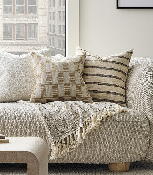 Woven Checker Jute Pillow Cover - 18x18 Inches