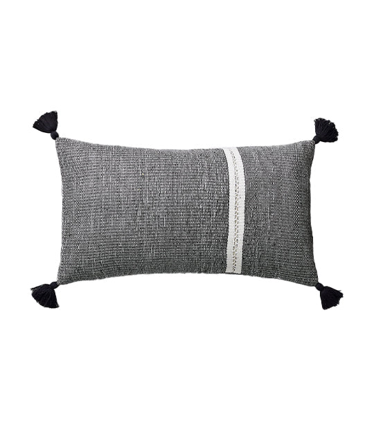 Silk Mono Stripe Lumbar Pillow Cover - 12x21 inches