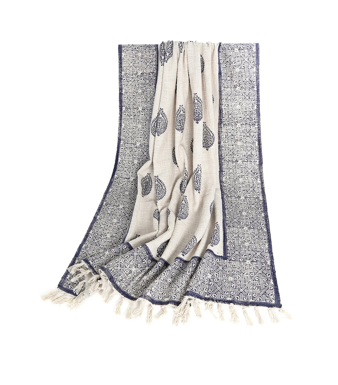 Cotton Block-Printed Couch Throw