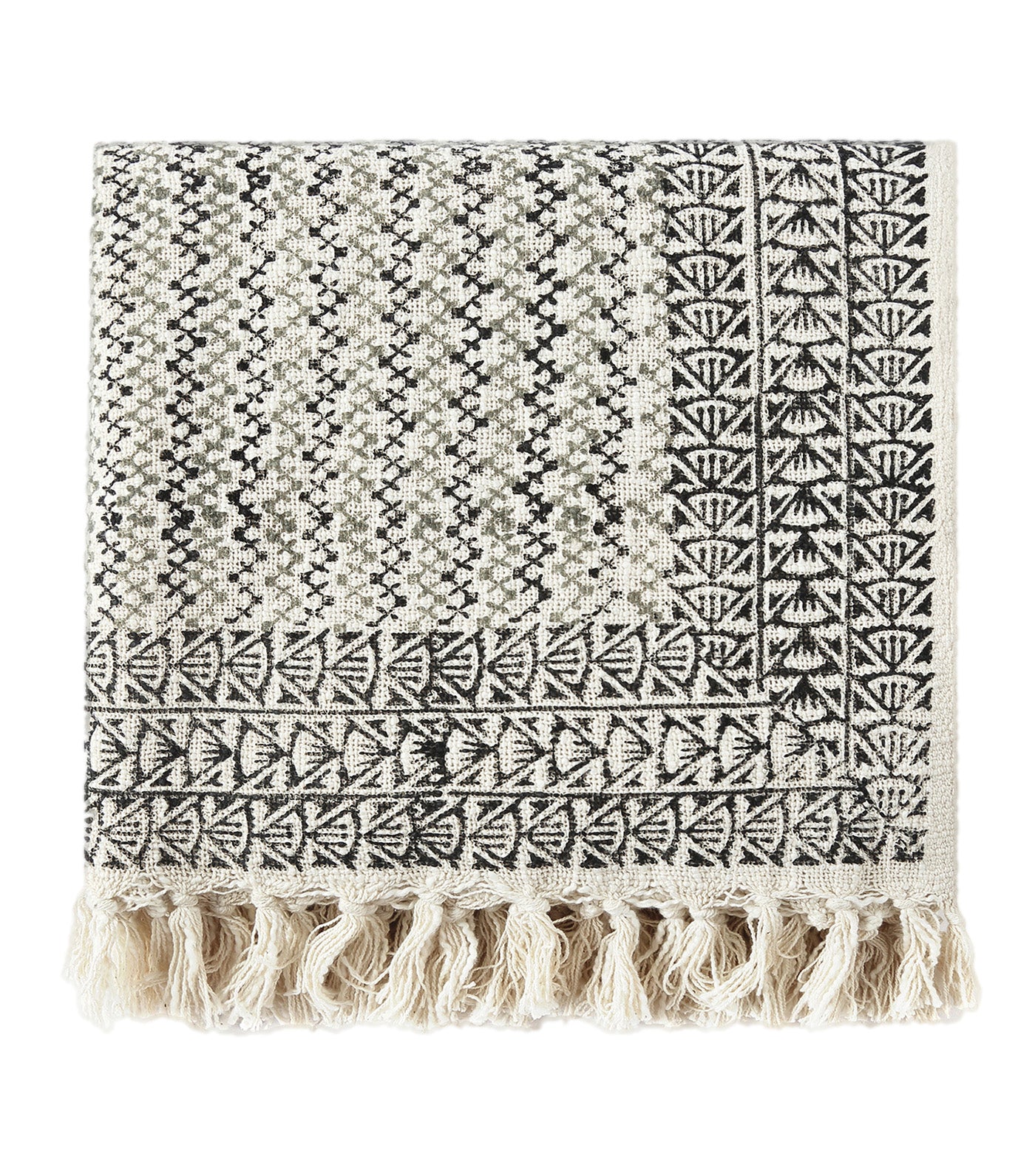 Cotton Block-Printed Couch Throw
