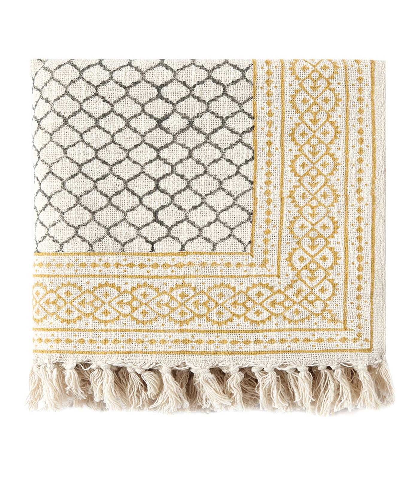 Cotton Block-Printed Couch Throw