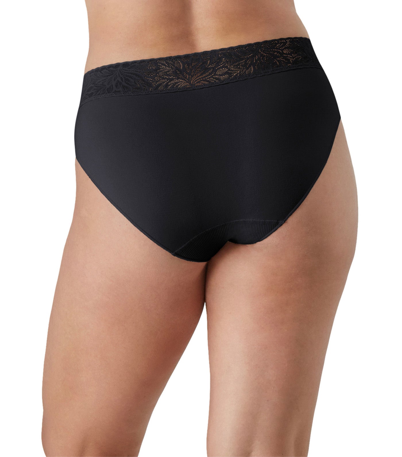 Bali Modern Seamless Lace Trim Hi-Cut Underwear Black