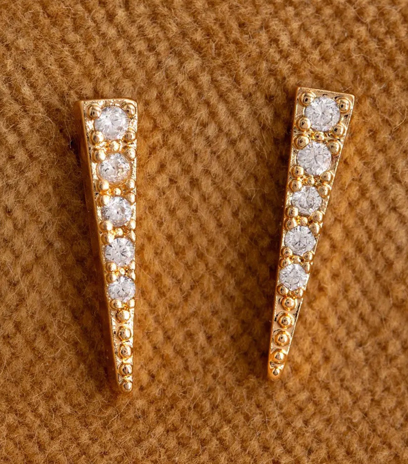 Eliza Spike Crystal Ear Star Stud Earrings Gold