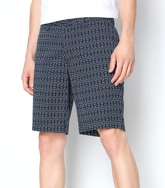 Stretch Cotton Twill AO Checkered Logo Shorts