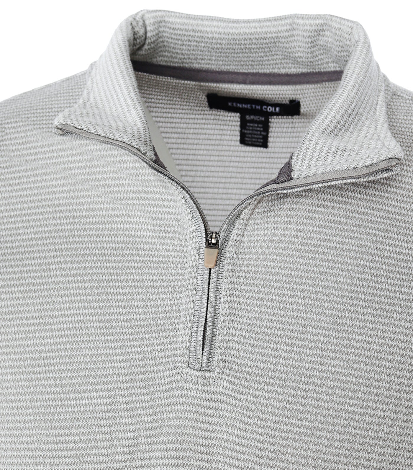 Quarter Zip-Up with Rib Detail Gray