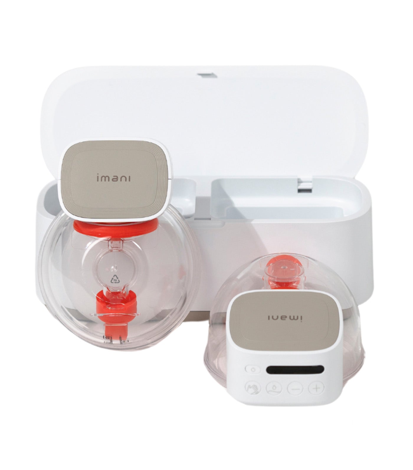 i2 Plus Hands-free Wearable Breast Pump with Charging Dock (Pair) White