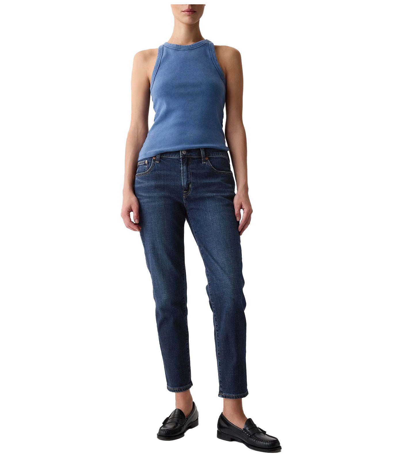 Mid Rise Girlfriend Jeans Dark Wash