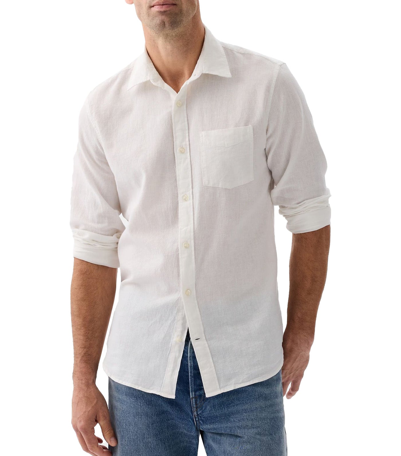 Linen-Blend Shirt in Standard Fit New Off White