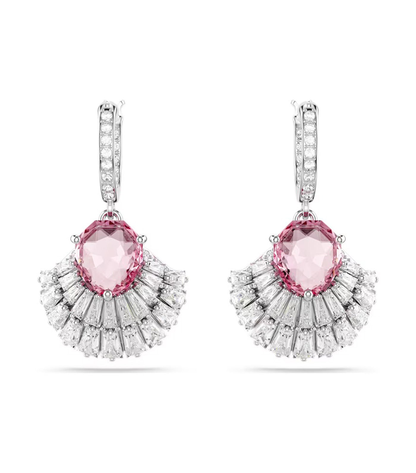 Idyllia Drop Earrings Shell, Pink, Rhodium Plated