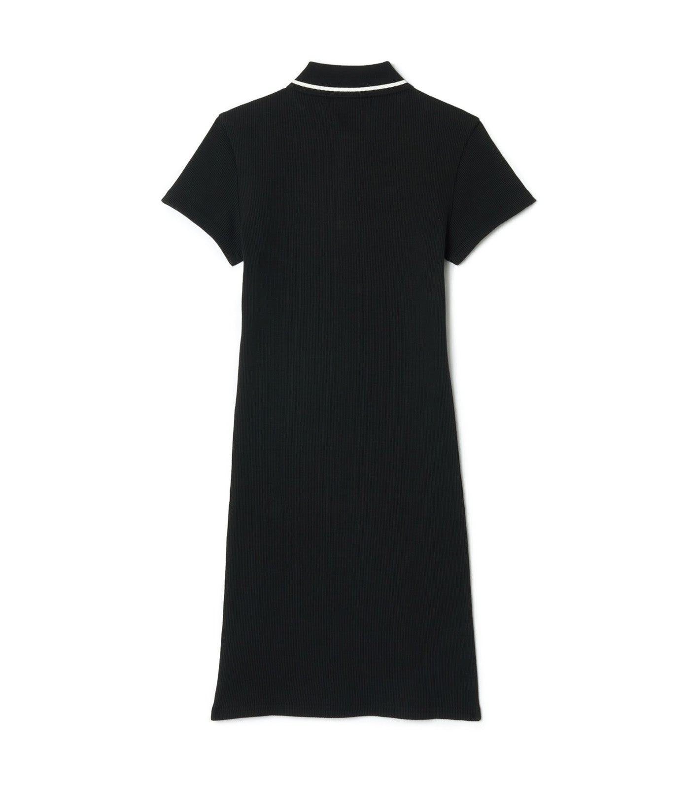 Ribbed Knit Polo Dress Black/Multicolor