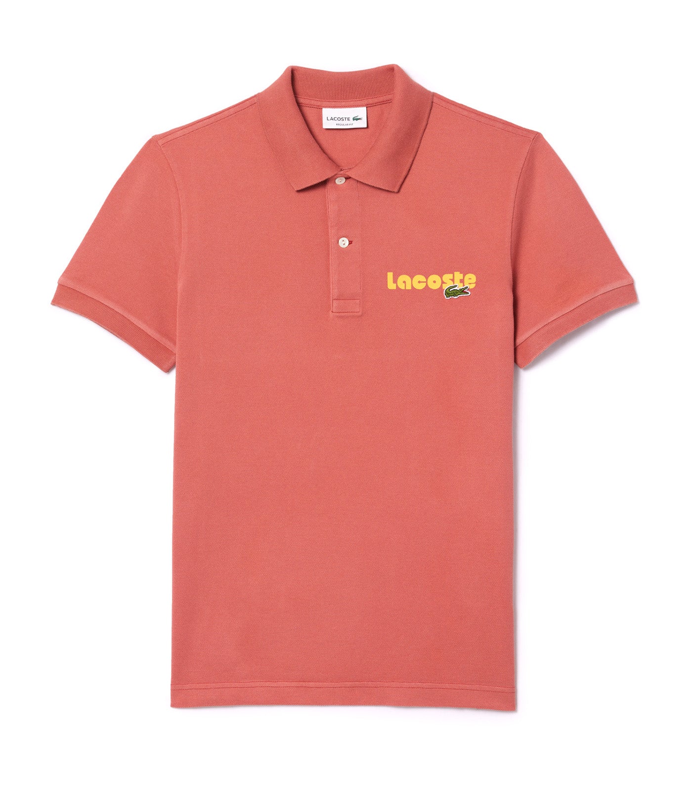 Men's Name Print Washed Polo Shirt Sierra Red