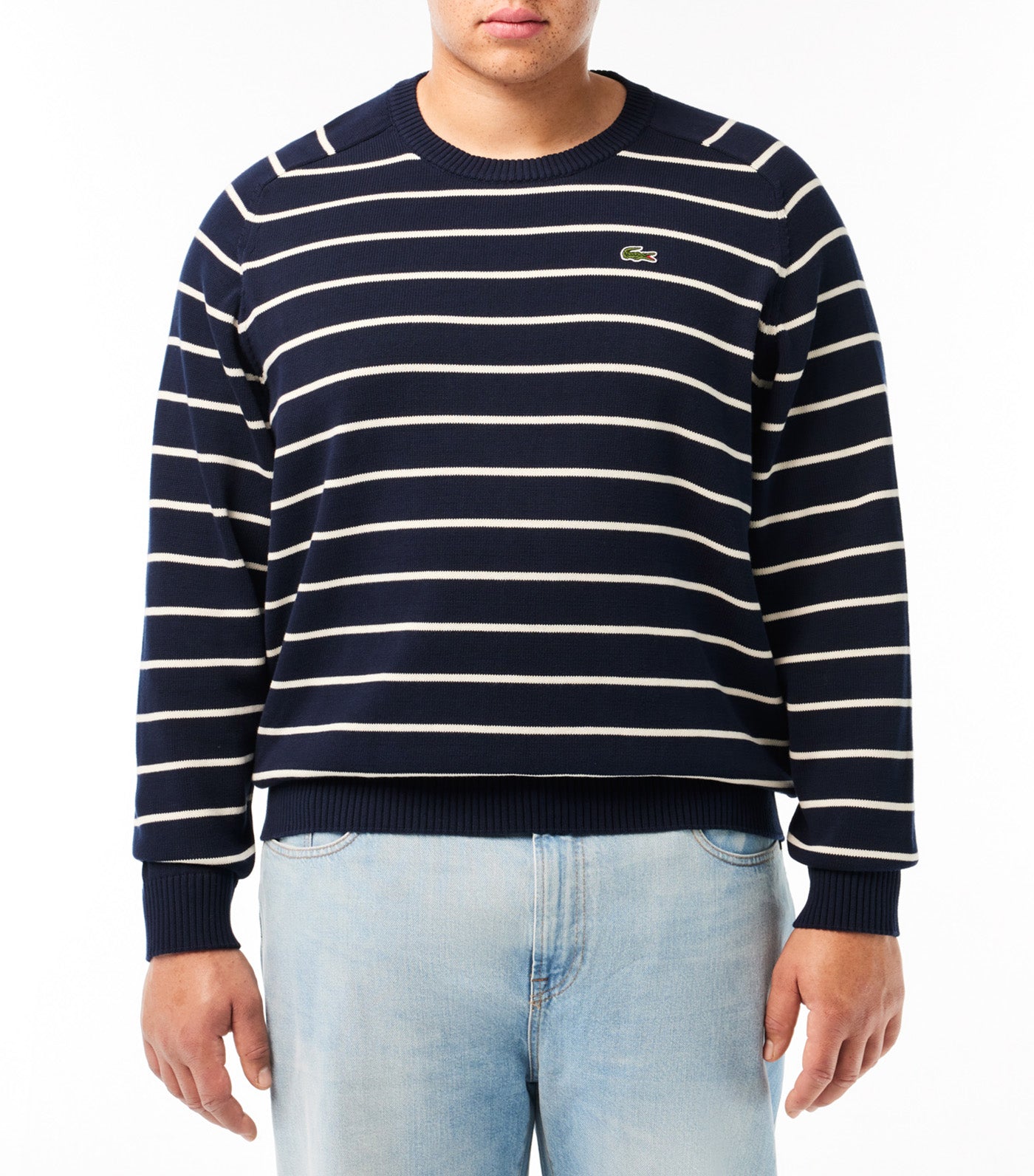 Cotton Crewneck Striped Sweater Navy Blue/Lapland