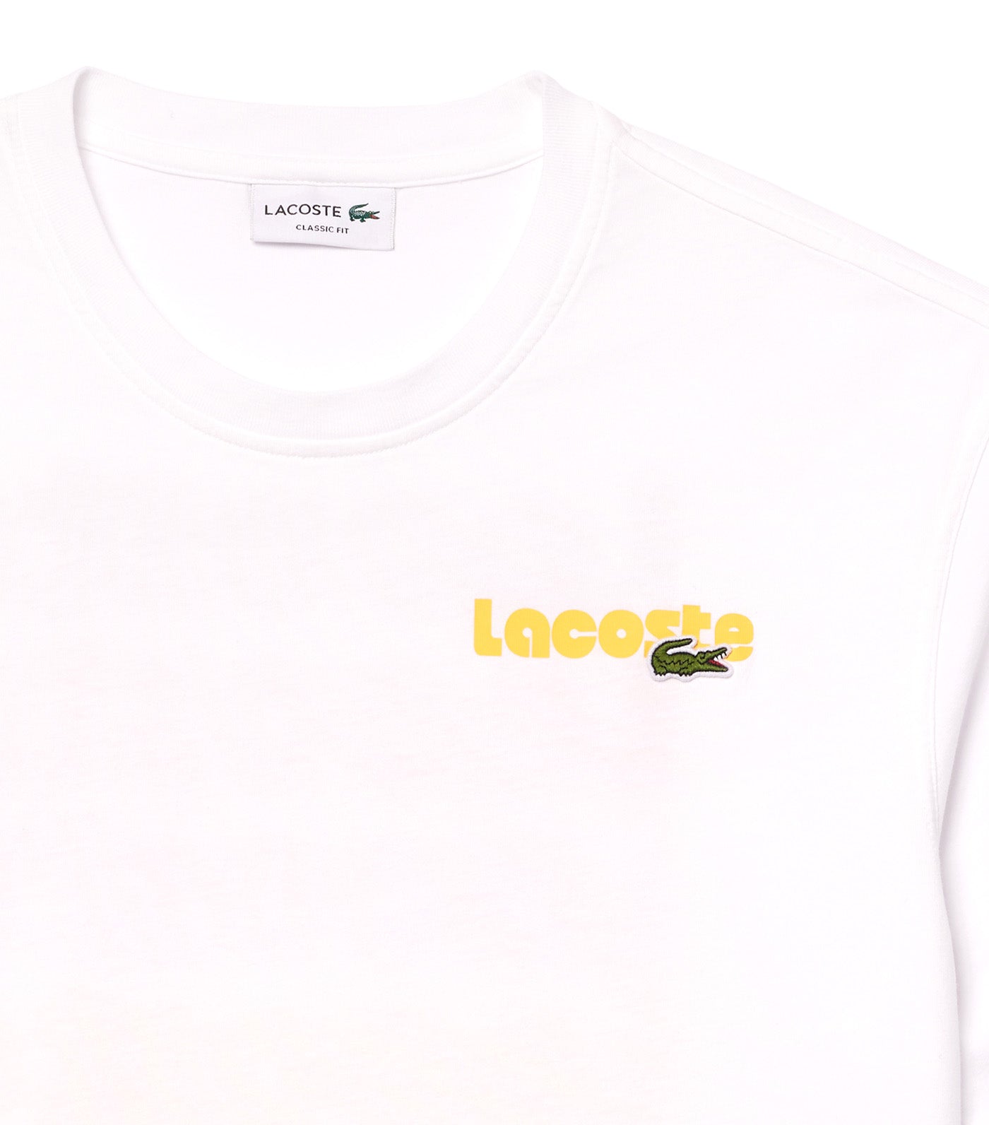 Washed Effect Ombré Lacoste Print T-Shirt White