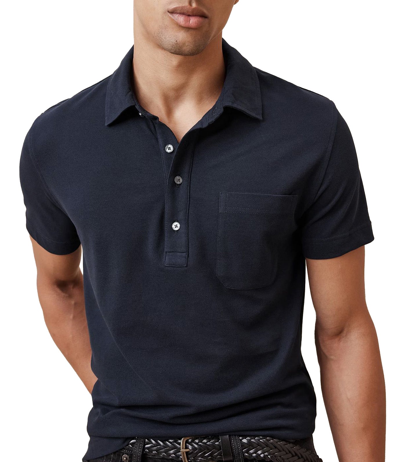 Luxury-Touch Pique Polo Navy Blue