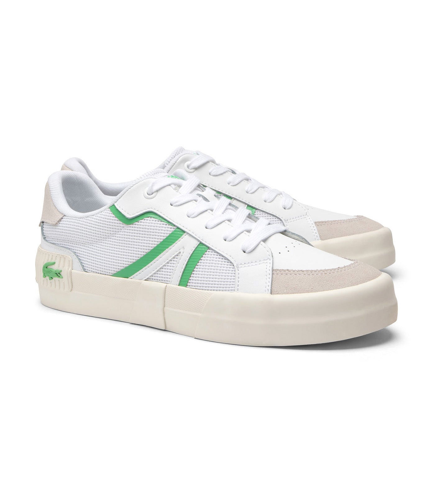 Men's L004 Contrasted Accent Trainers White/Off White