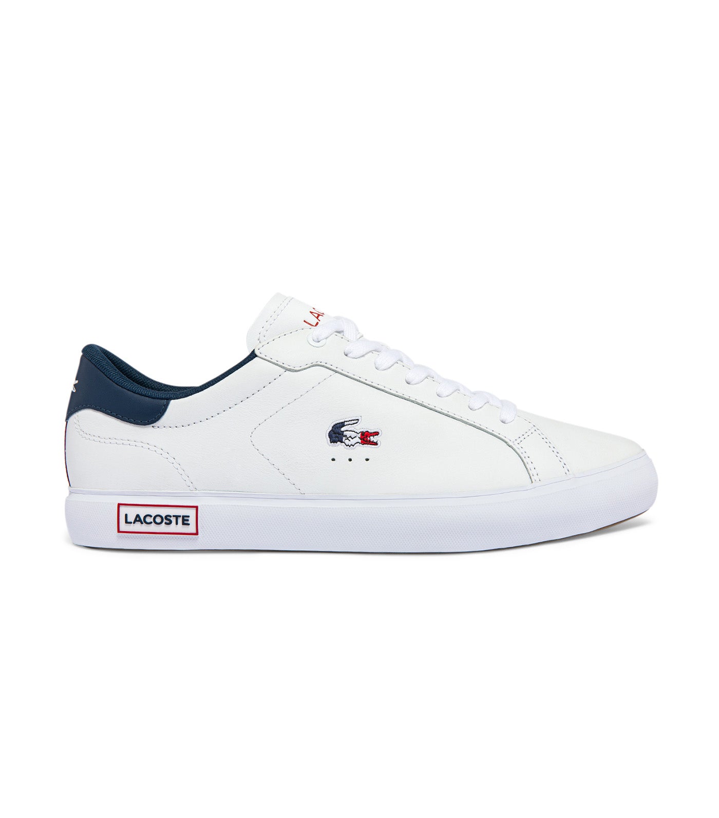 Men's Powercourt Leather Tricolour Trainers White/Navy/Red