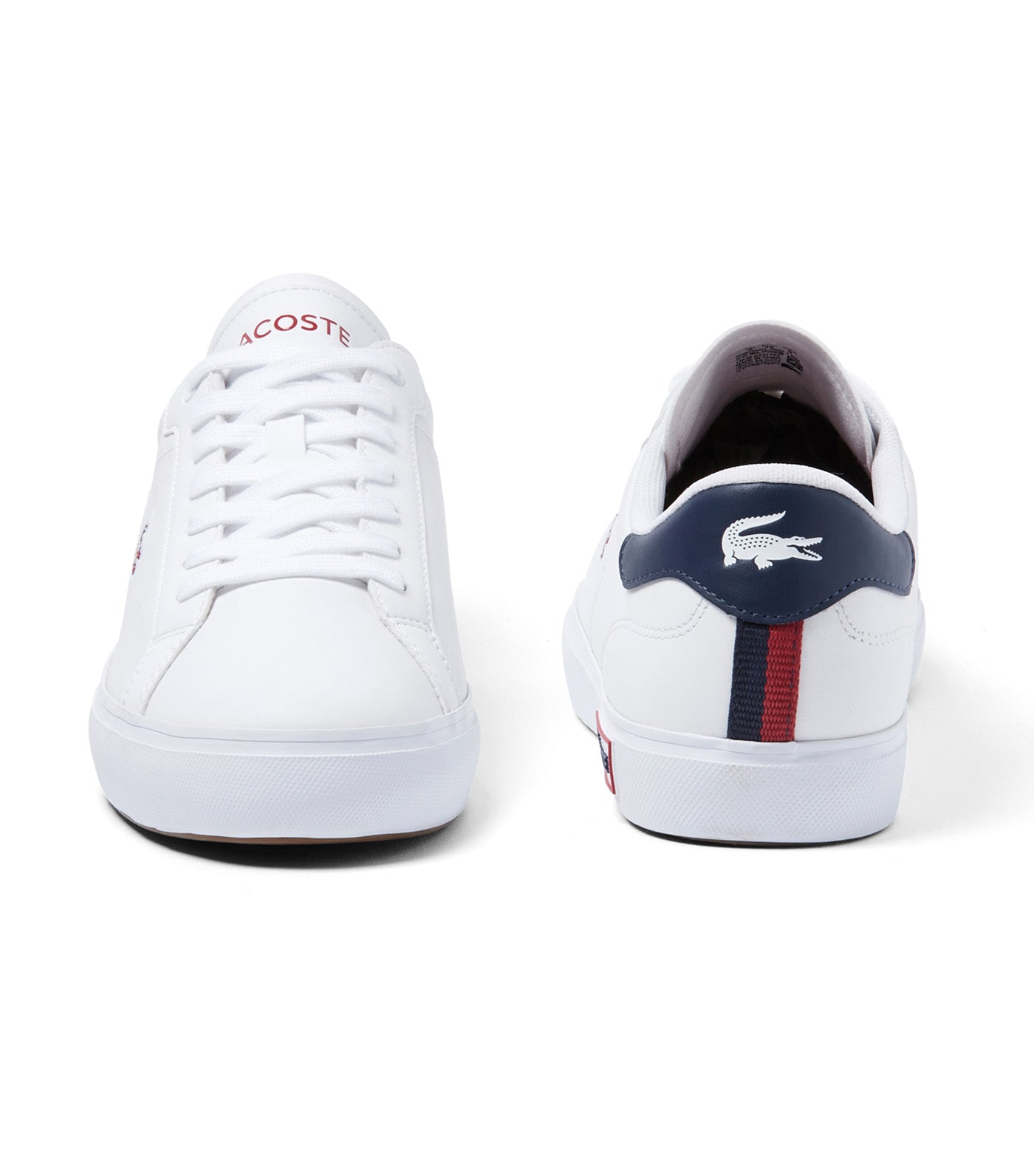 Lacoste Men's Powercourt Leather Tricolour Trainers White/Navy/Red |  Rustan's