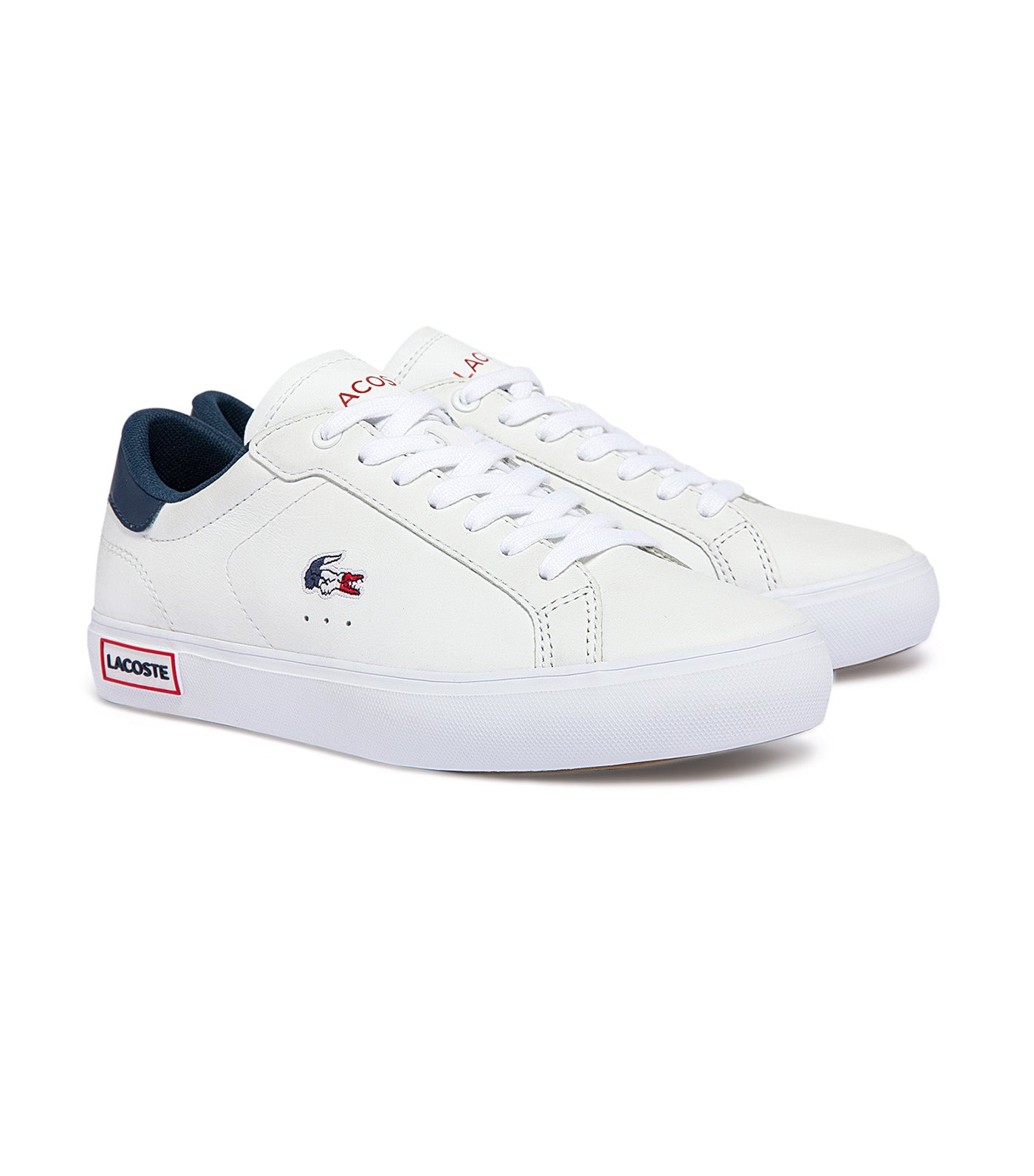 Women's Powercourt Leather Tricolor Trainers White/Navy/Red