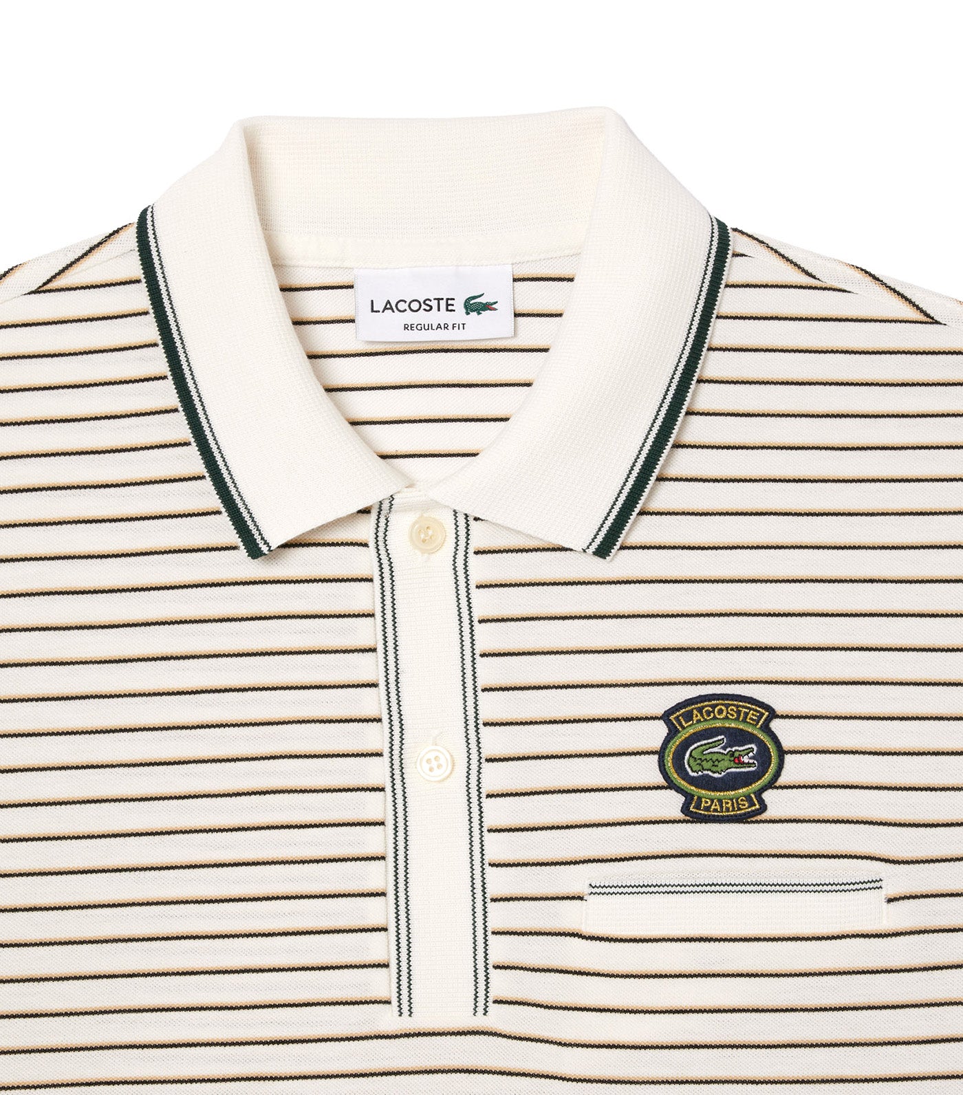 Striped Cotton Pique Heritage Badge Polo Shirt Flour/Multicolor