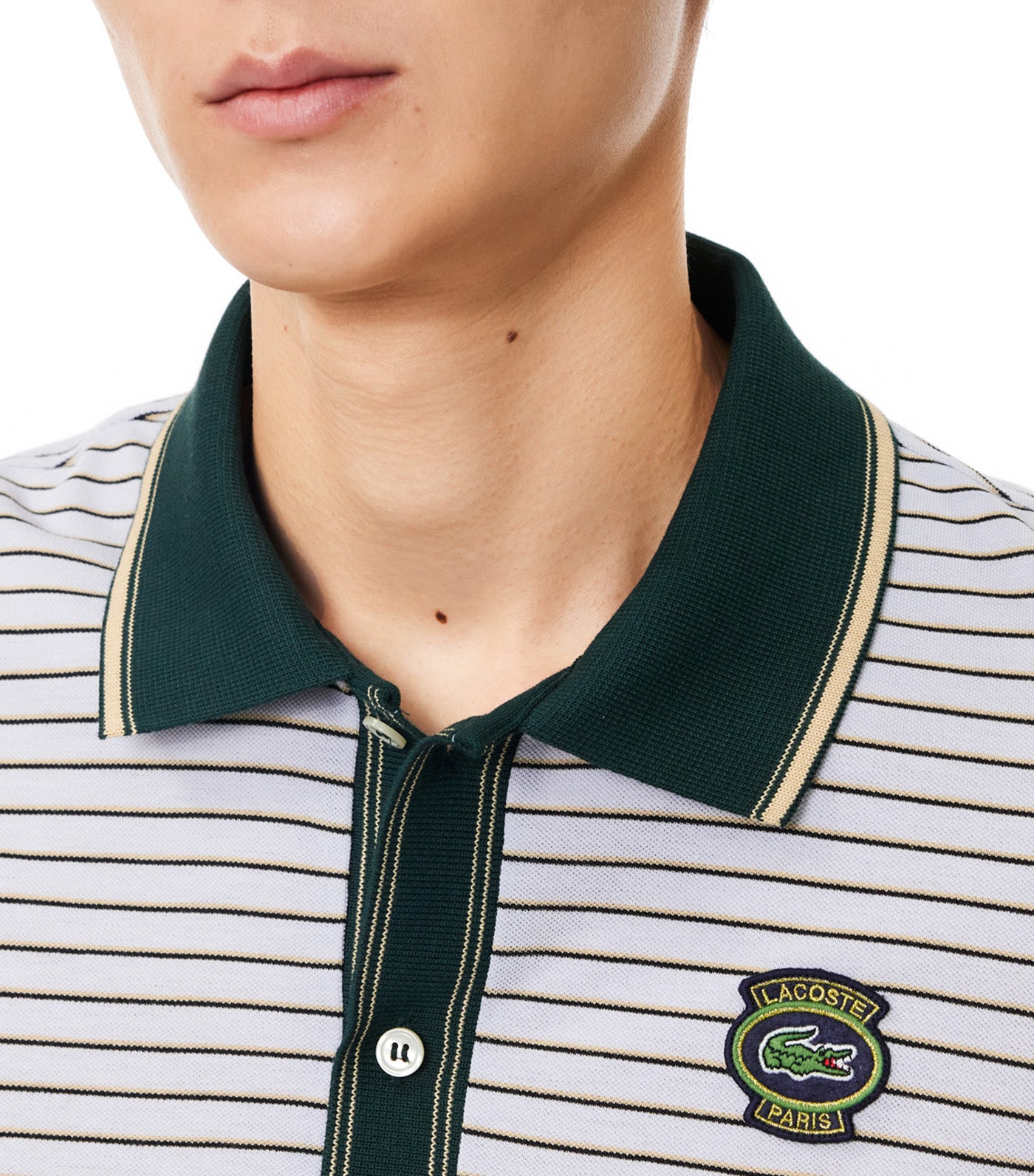 Striped Cotton Pique Heritage Badge Polo Shirt Phoenix Blue/Multicolor