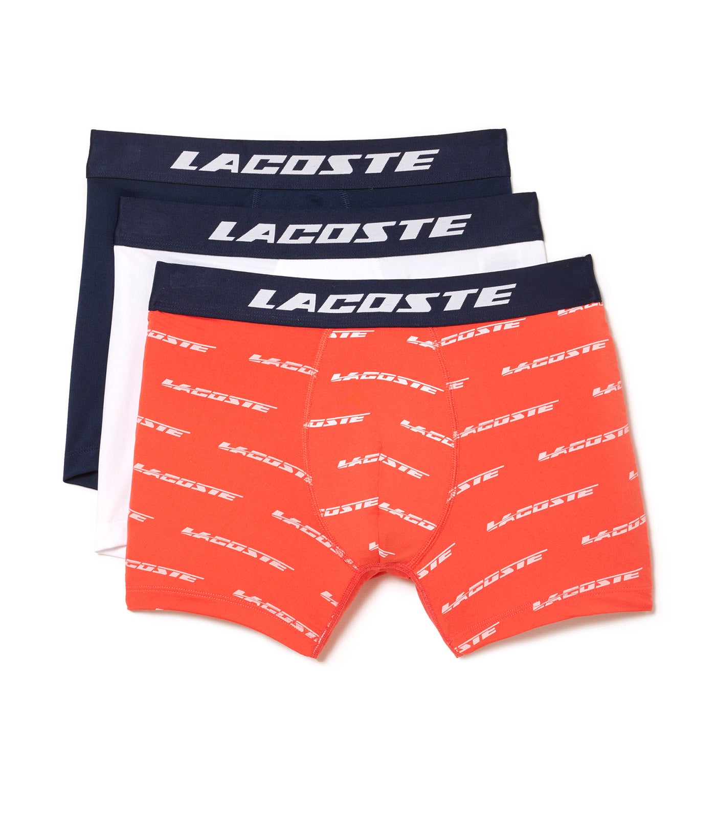 Men’s 3-Pack Lacoste Microfiber Print Trunks Navy Blue/White-Watermelon