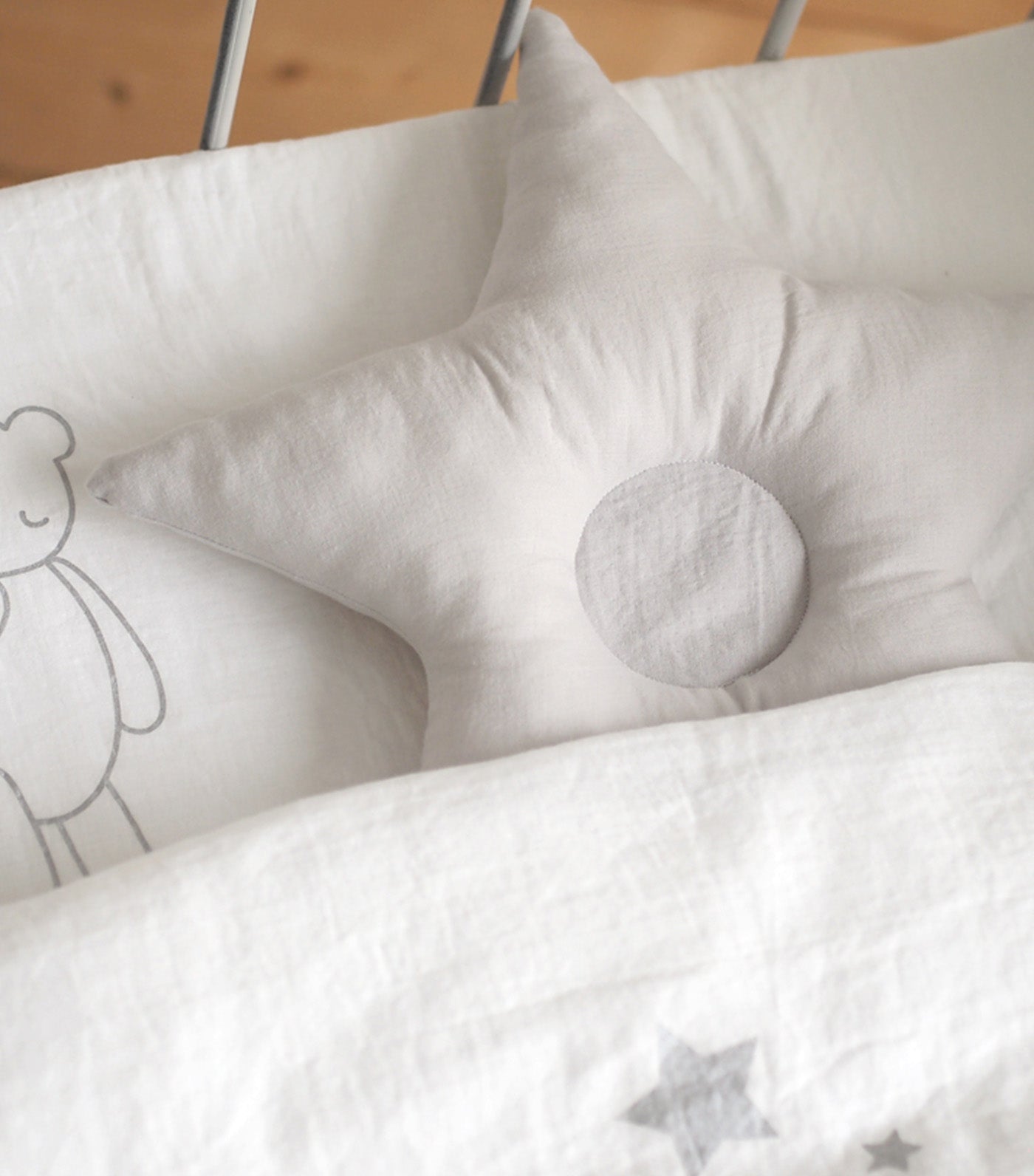 Nommoc Mini Fitted Sheet by 10mois Goodnight Bear White